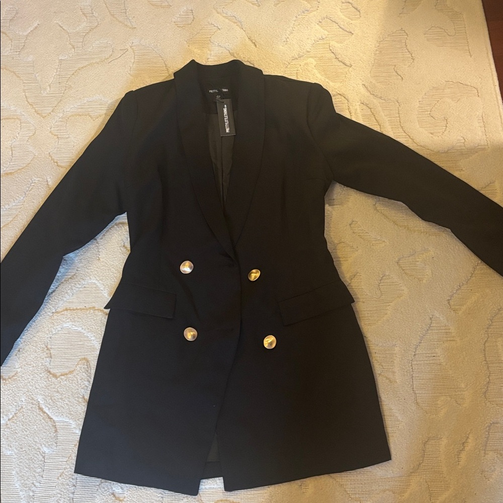 PrettyLittleThing Black Blazer with Gold Buttons